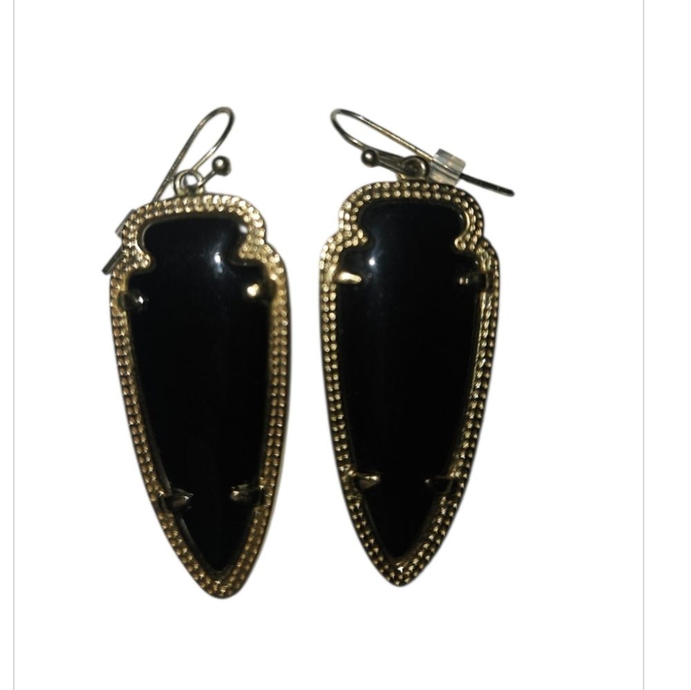 Kendra Scott Skylar Black & Goldtone Arrowhead  Earrings